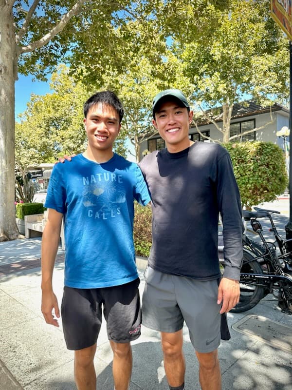 Tennis coach demonstrating technique in San Jose